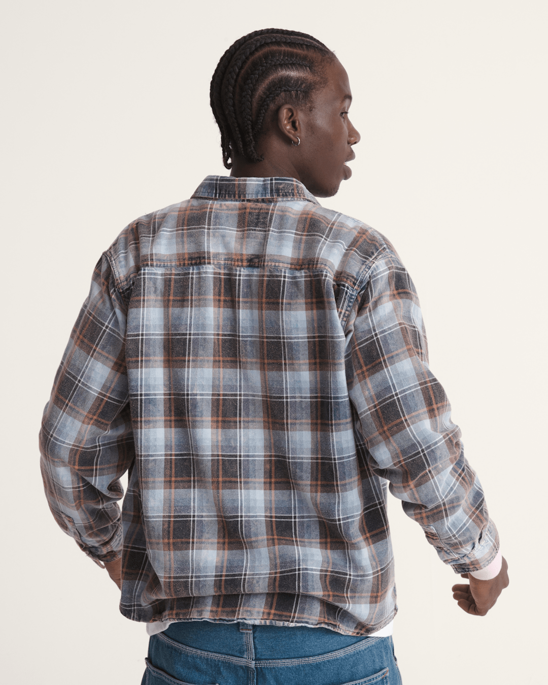 Women|Men Vans Waffle Shop Reimagined 2Fer Flannel Shirt in Grey / Blue