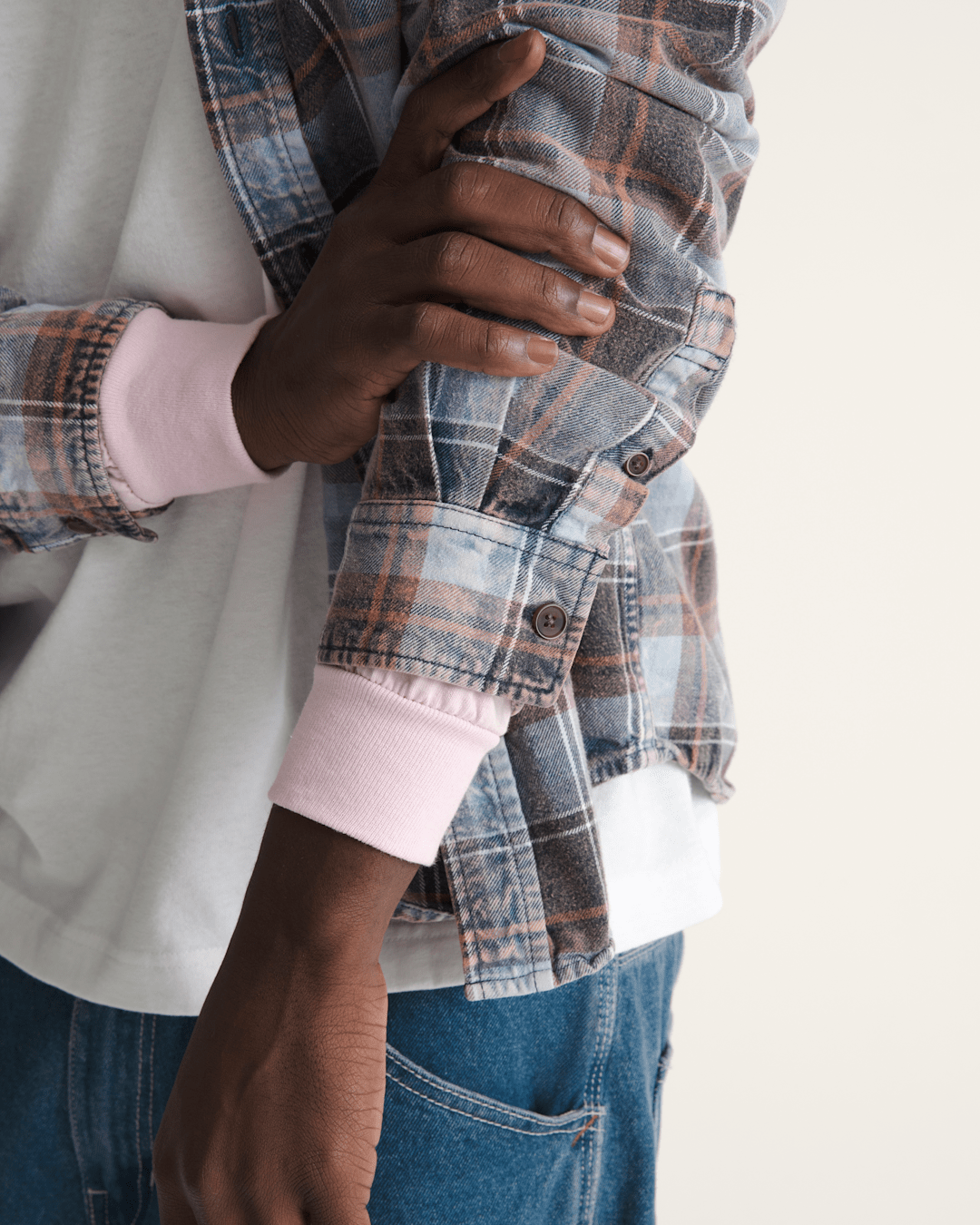 Women|Men Vans Waffle Shop Reimagined 2Fer Flannel Shirt in Grey / Blue