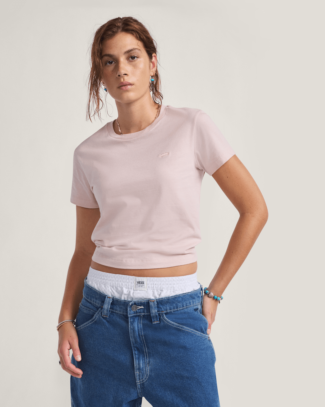 Women Vans Salton T-Shirt in Sepia Rose Pink