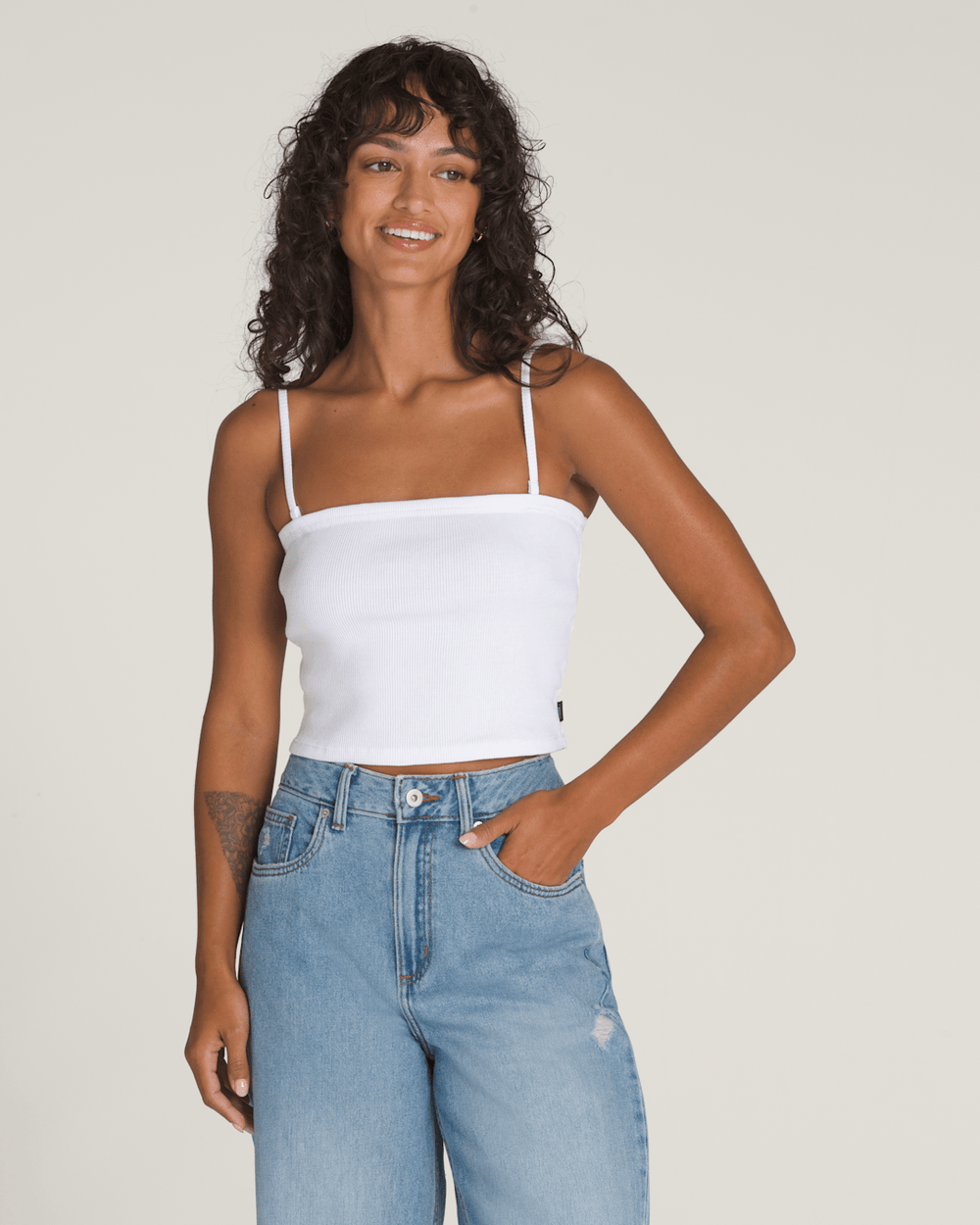 Women Vans Drew Rib Tube Top in White