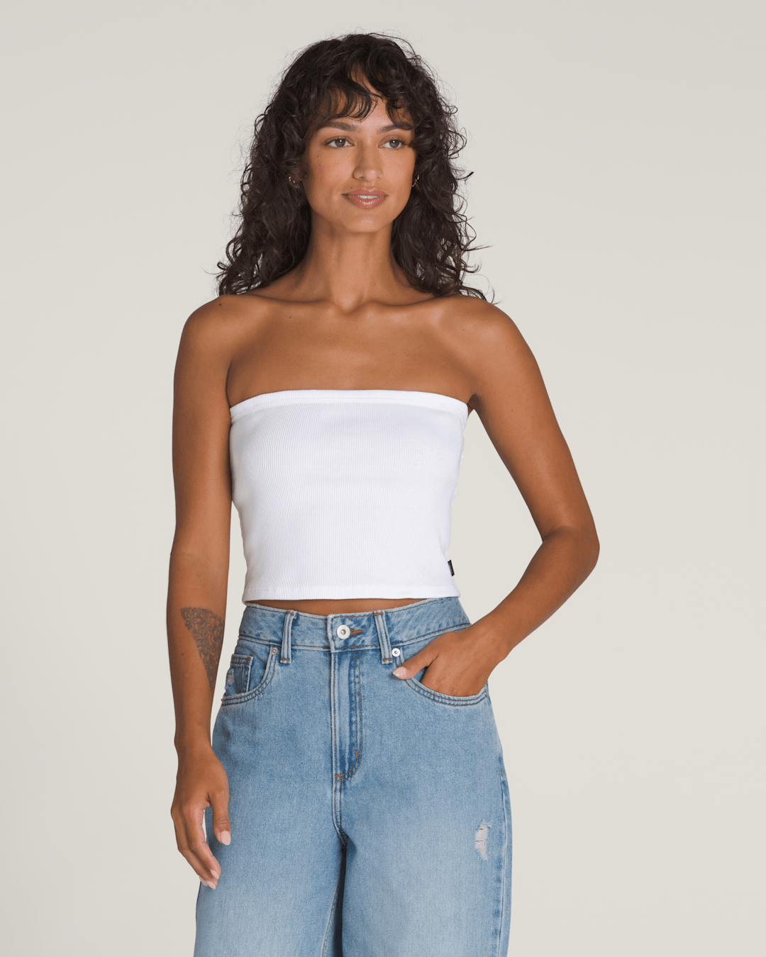 Women Vans Drew Rib Tube Top in White