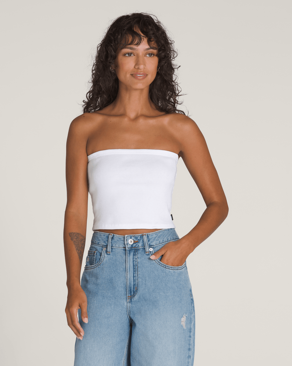 Women Vans Drew Rib Tube Top in White