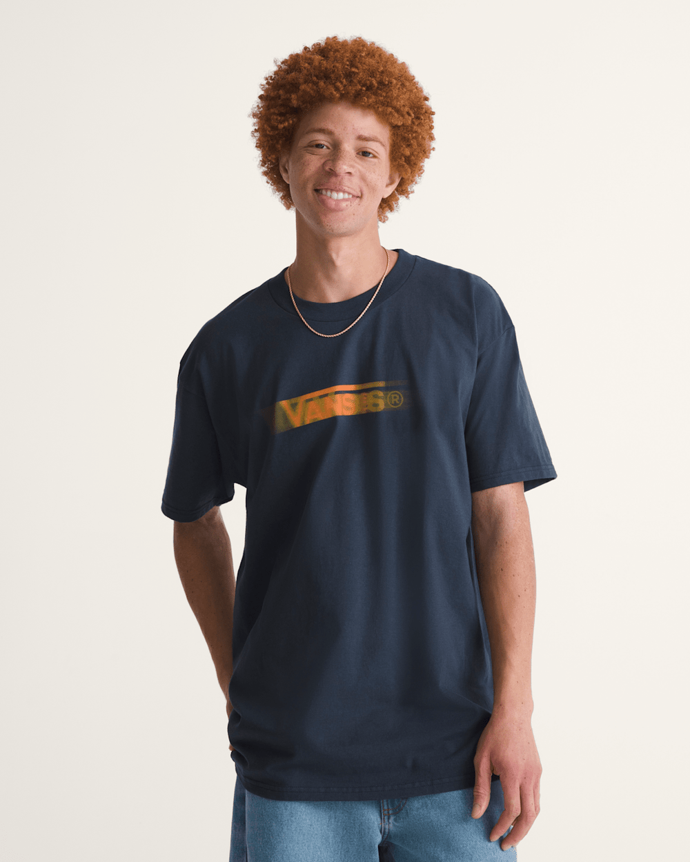 Women Vans Blur Drop T-Shirt in Navy