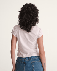 Women Vans Checkerboard Bow Scoop T-Shirt in Sepia Rose Pink