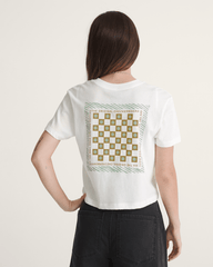 Women Vans Sunny Checkerboard Crop T-Shirt in Marshmallow White