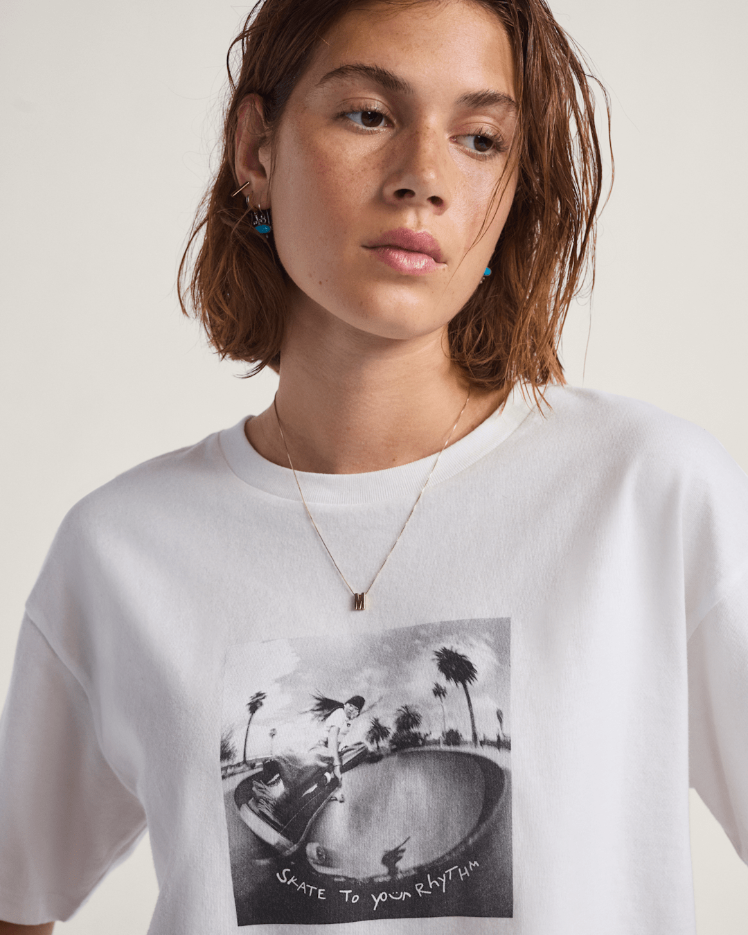 Women Vans Rhythm Relaxed Crop T-Shirt in White