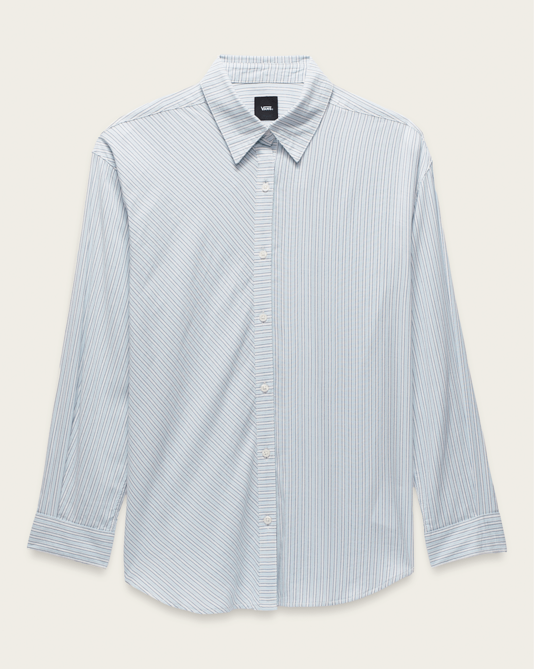 Women Vans Gillian Striped Button Up Shirt in White / Crystal Blue