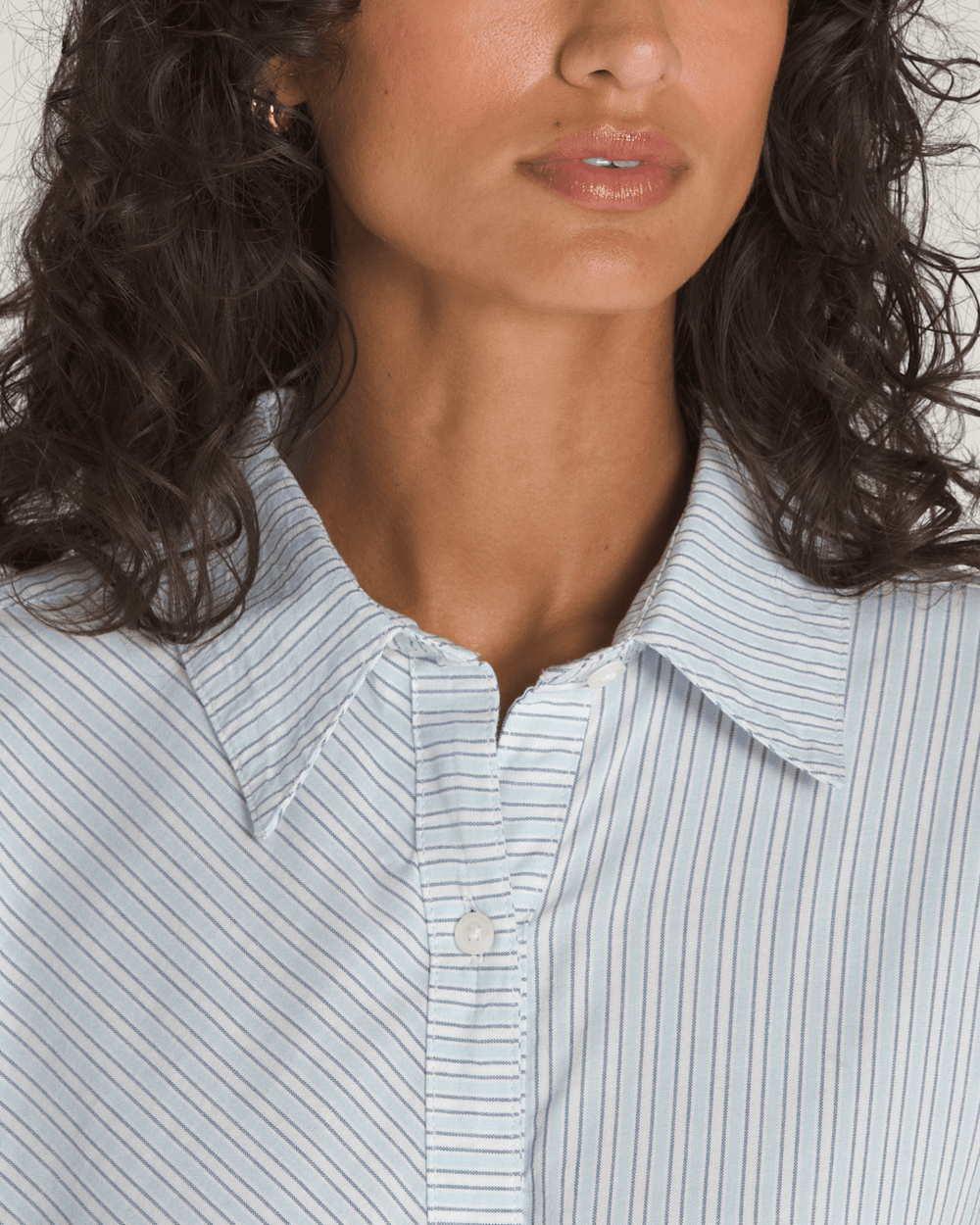 Women Vans Gillian Striped Button Up Shirt in White / Crystal Blue