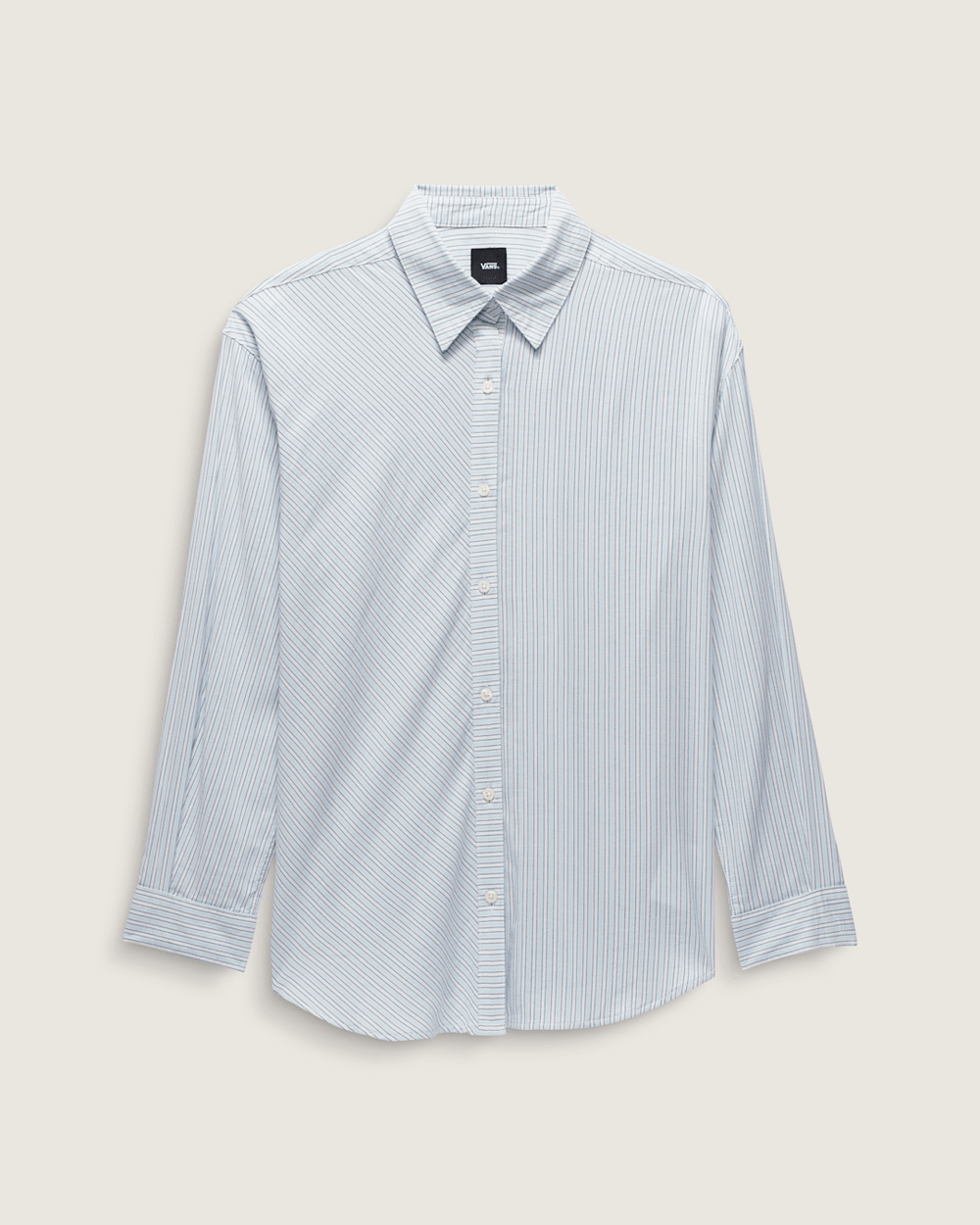 Women Vans Gillian Striped Button Up Shirt in White / Crystal Blue