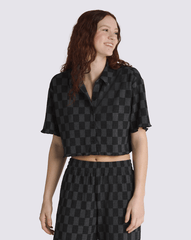 Women Vans Wren Checkerboard Shirt in Checkerboard Black / Grey