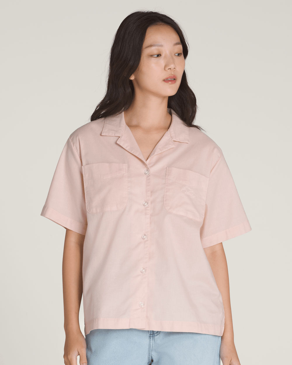 Women Vans Cassidy Camp Shirt in Sepia Rose Pink