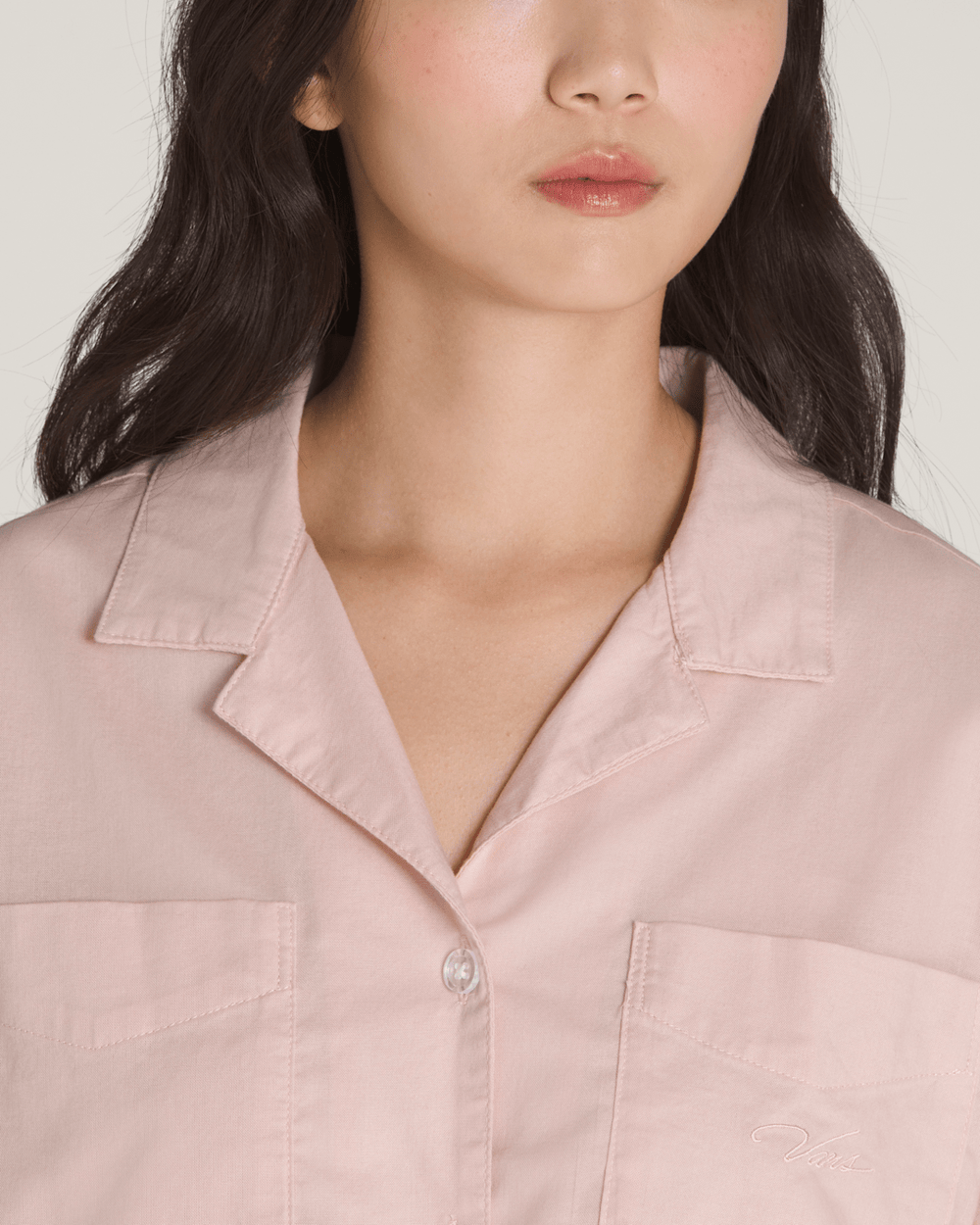 Women Vans Cassidy Camp Shirt in Sepia Rose Pink
