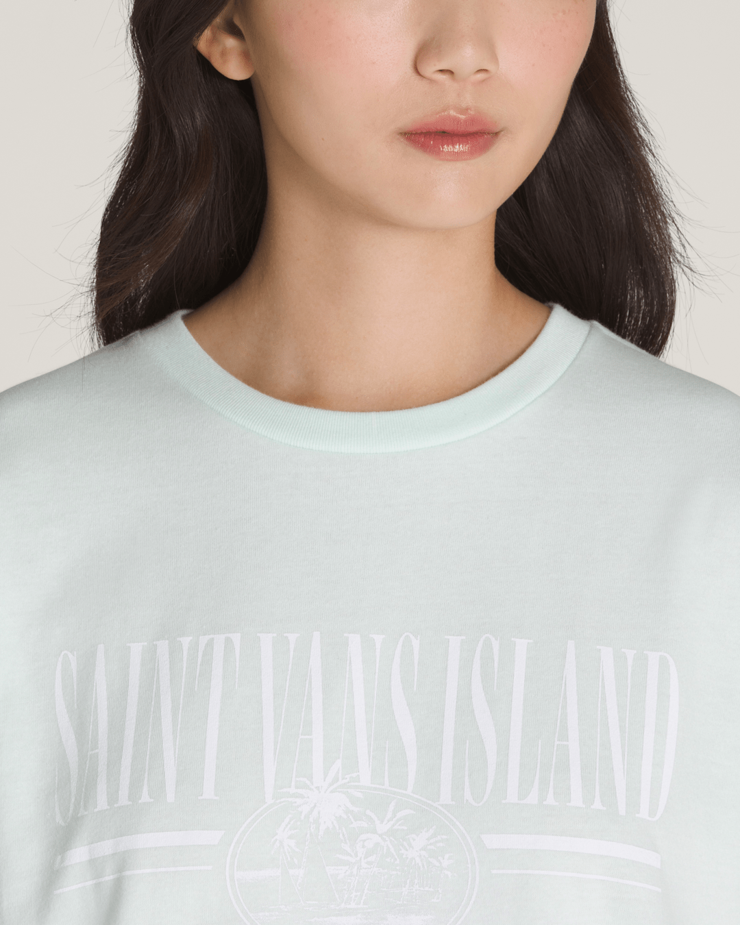 Women Vans Vintage Retro Isle T-Shirt in White Mint