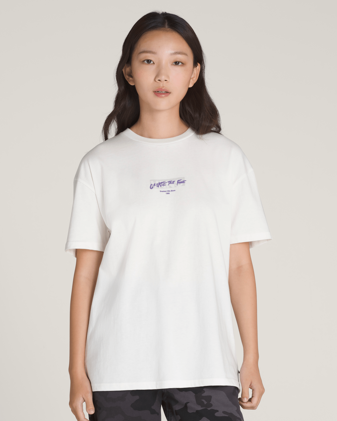 Women Vans Firemade T-Shirt in White / Purple