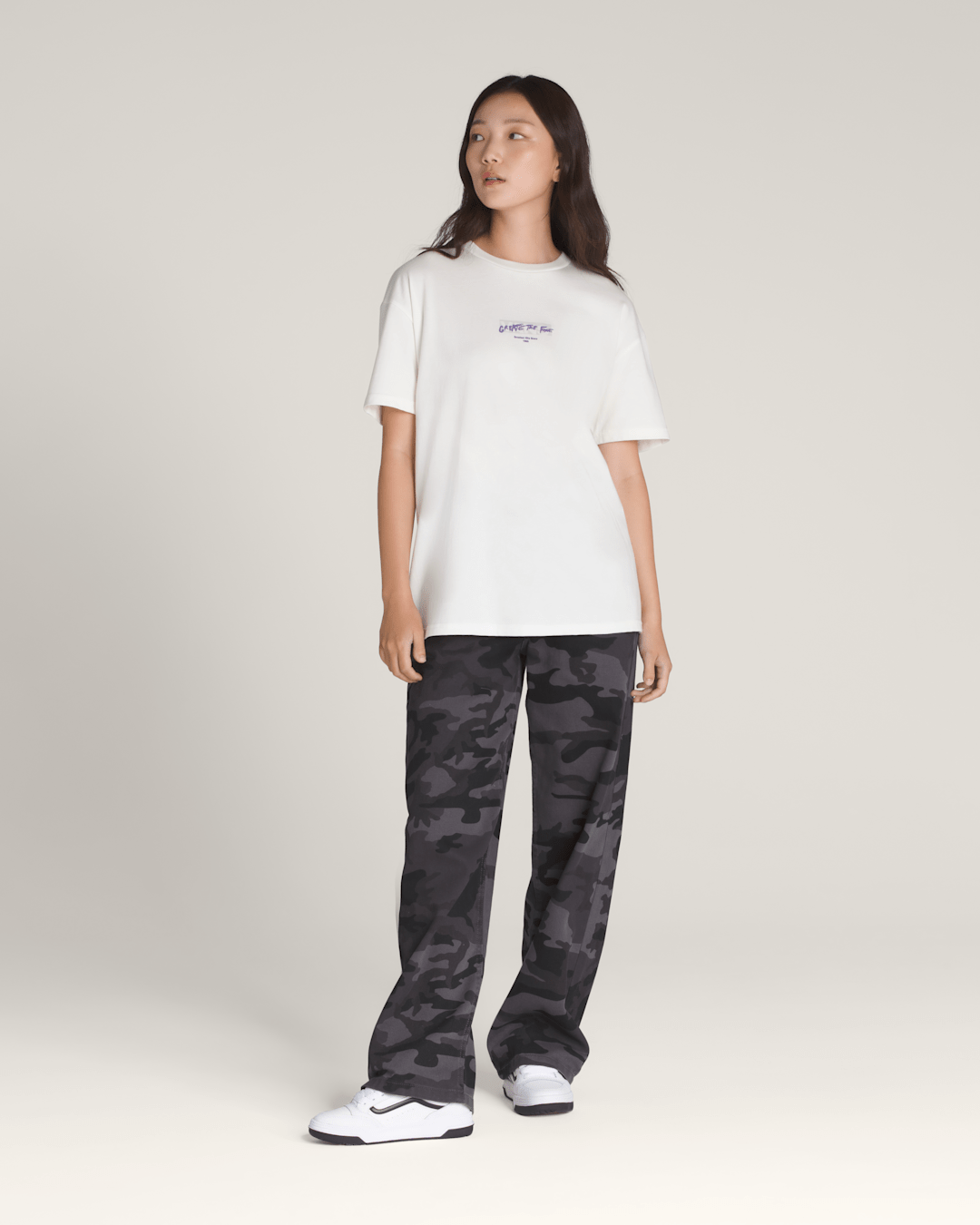 Women Vans Firemade T-Shirt in White / Purple