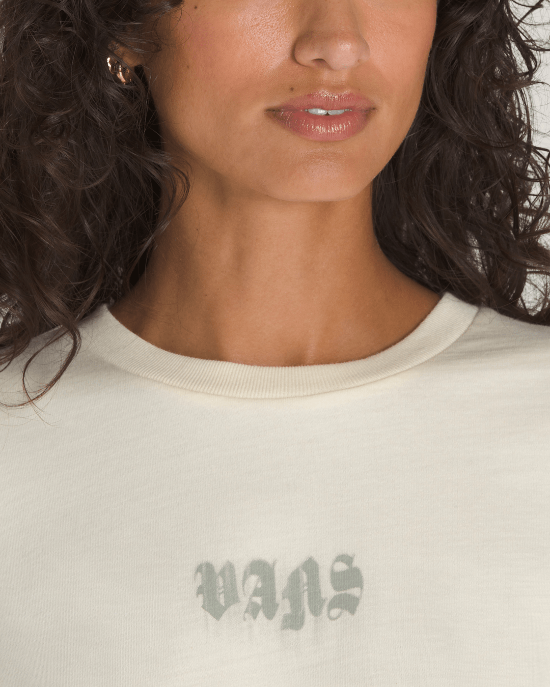 Women Vans Grafitti Nightwash T-Shirt in Lemon Icing Cream White