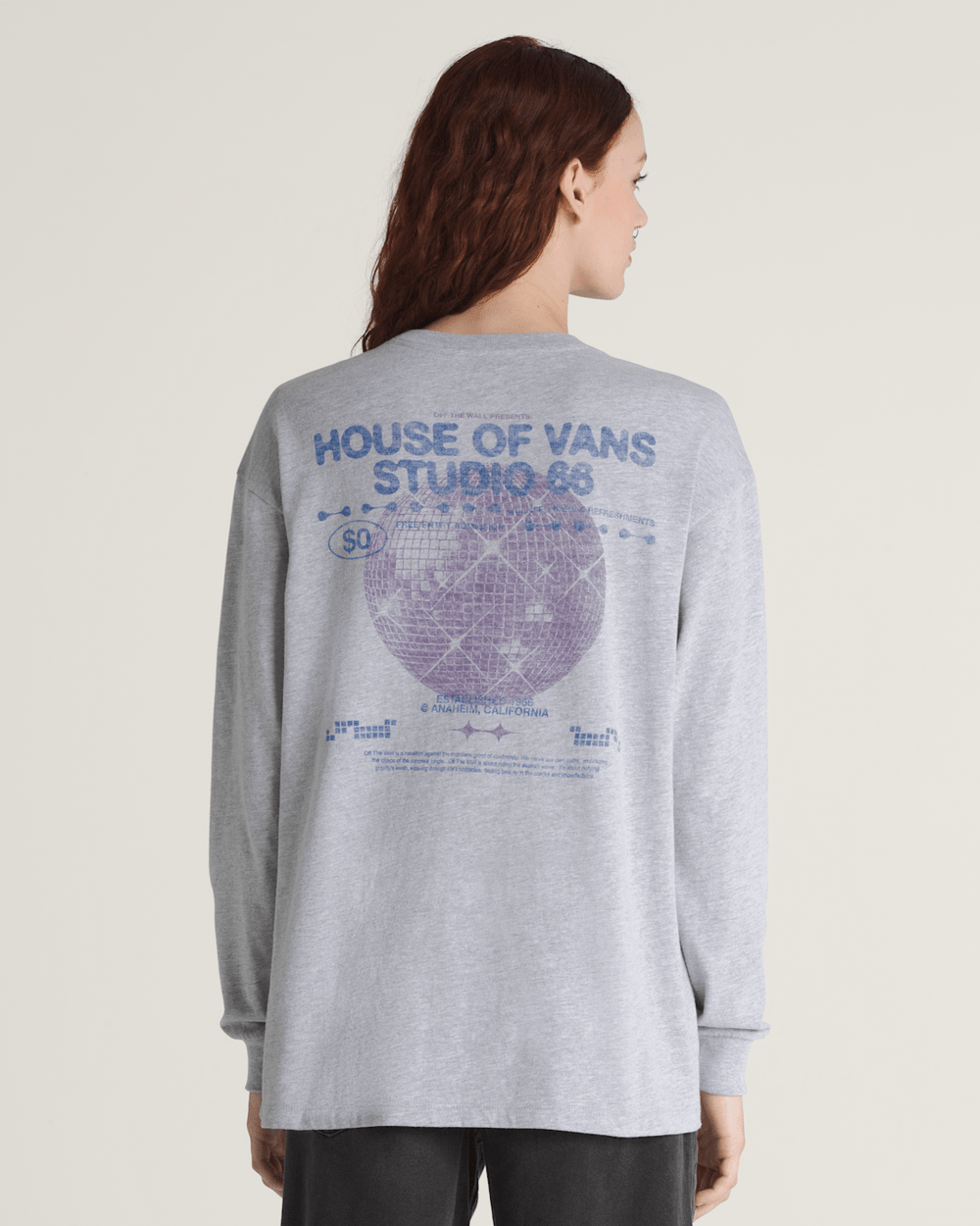 Women Vans Disco Nights Long Sleeve T-Shirt in Heather Grey