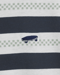 Women Vans Salton Stripe Checkerboard T-Shirt in Checkerboard Marshmallow White / Navy Blue