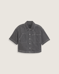 Women Vans Natalie Denim Button Up Shirt in Wash Grey