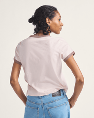 Women Vans Drop V Ringer T-Shirt in Sepia Rose Pink