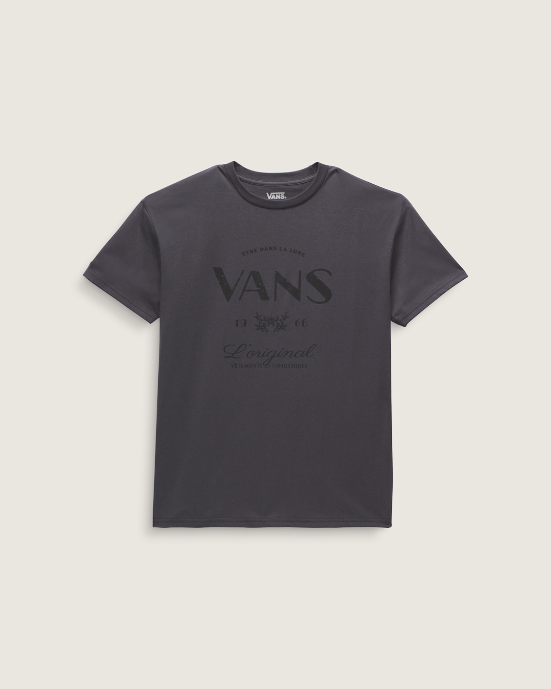 Women Vans French Lost Thoughts T-Shirt in Asphalt Grey
