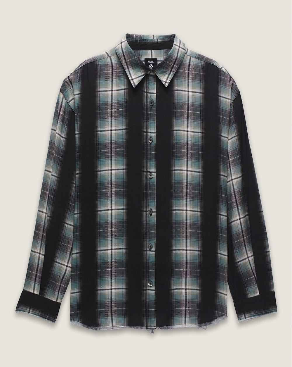 Women Vans Gillian Plaid Button Up Shirt in Black / Grey / Blue