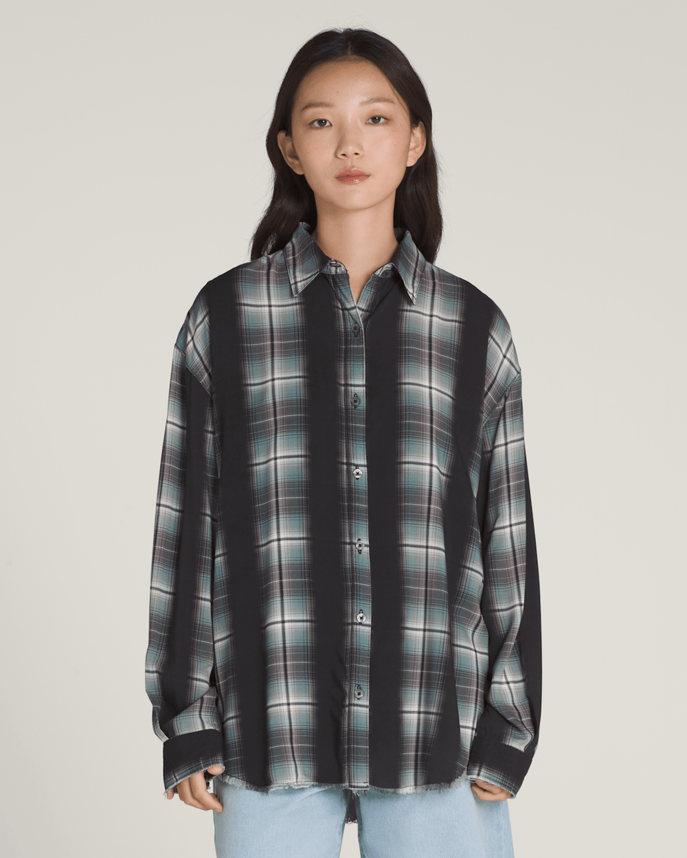 Women Vans Gillian Plaid Button Up Shirt in Black / Grey / Blue