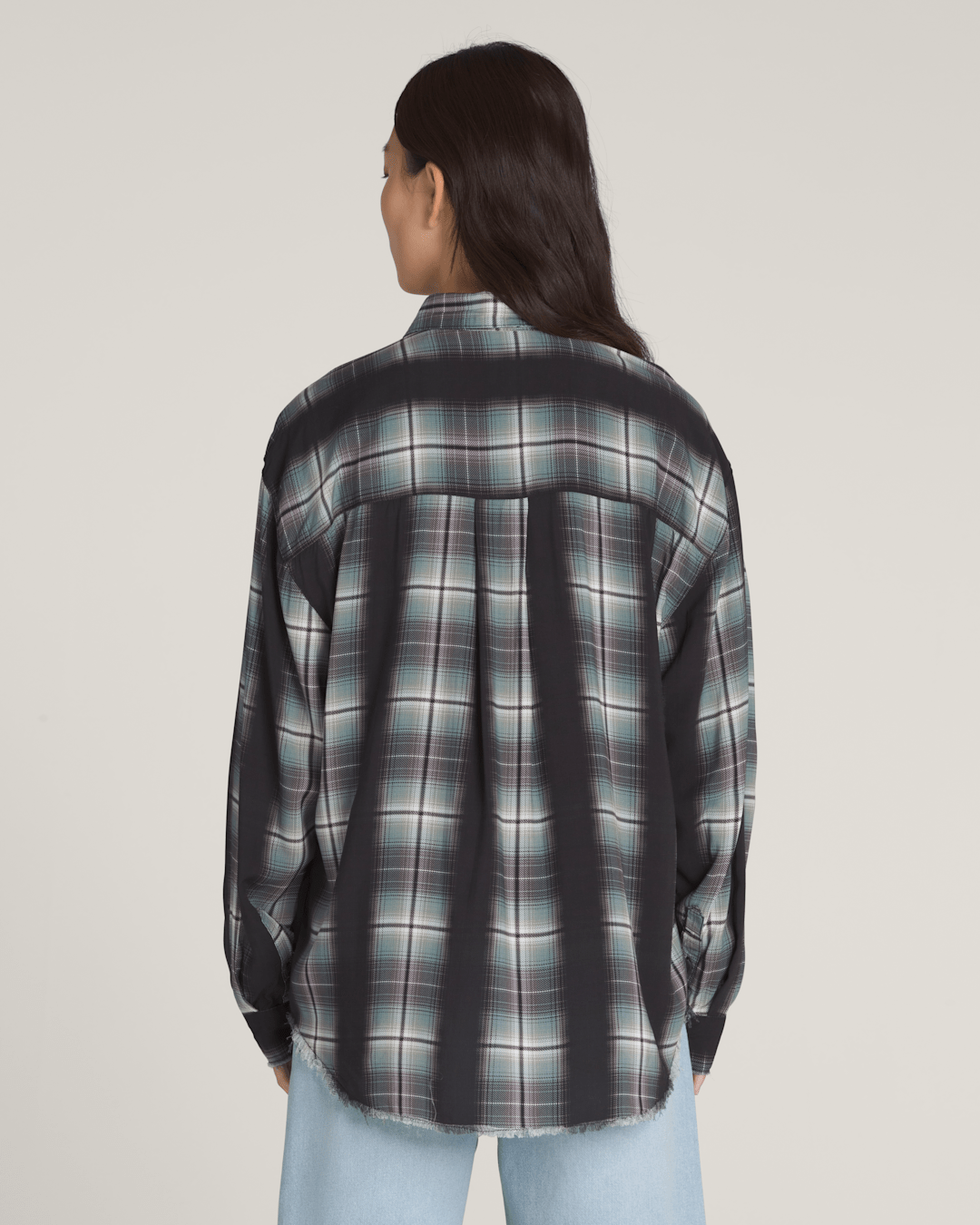 Women Vans Gillian Plaid Button Up Shirt in Black / Grey / Blue