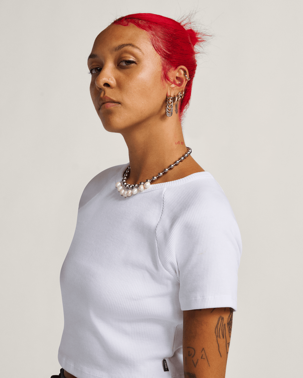 Women Vans Drew Baby T-Shirt in White