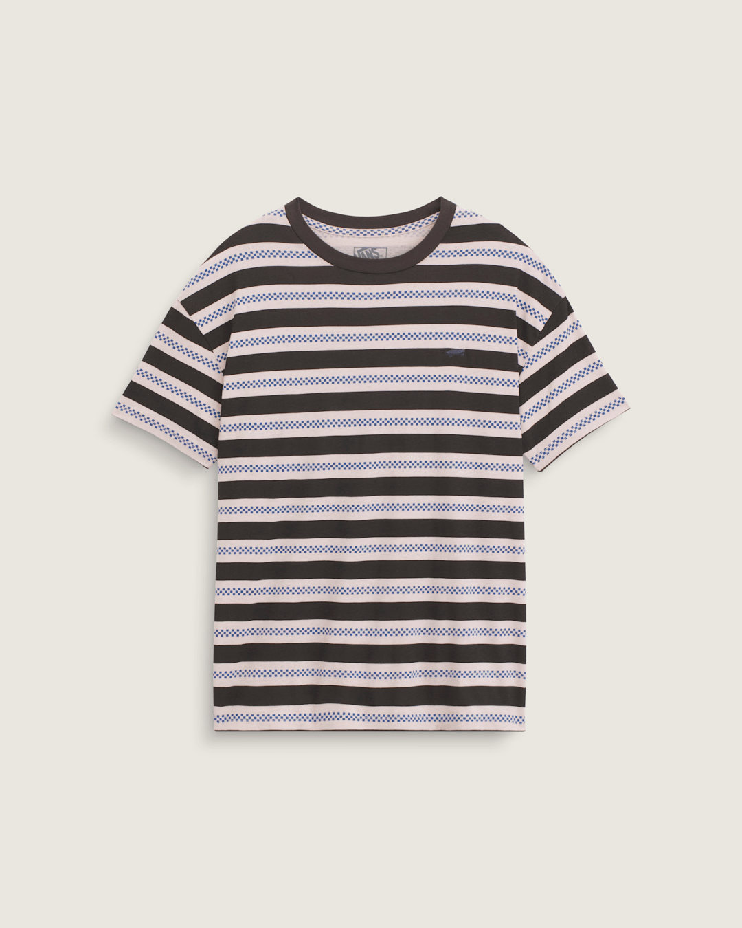 Women Vans Salton Stripe Checkerboard T-Shirt in Checkerboard Sepia Rose Pink / Black