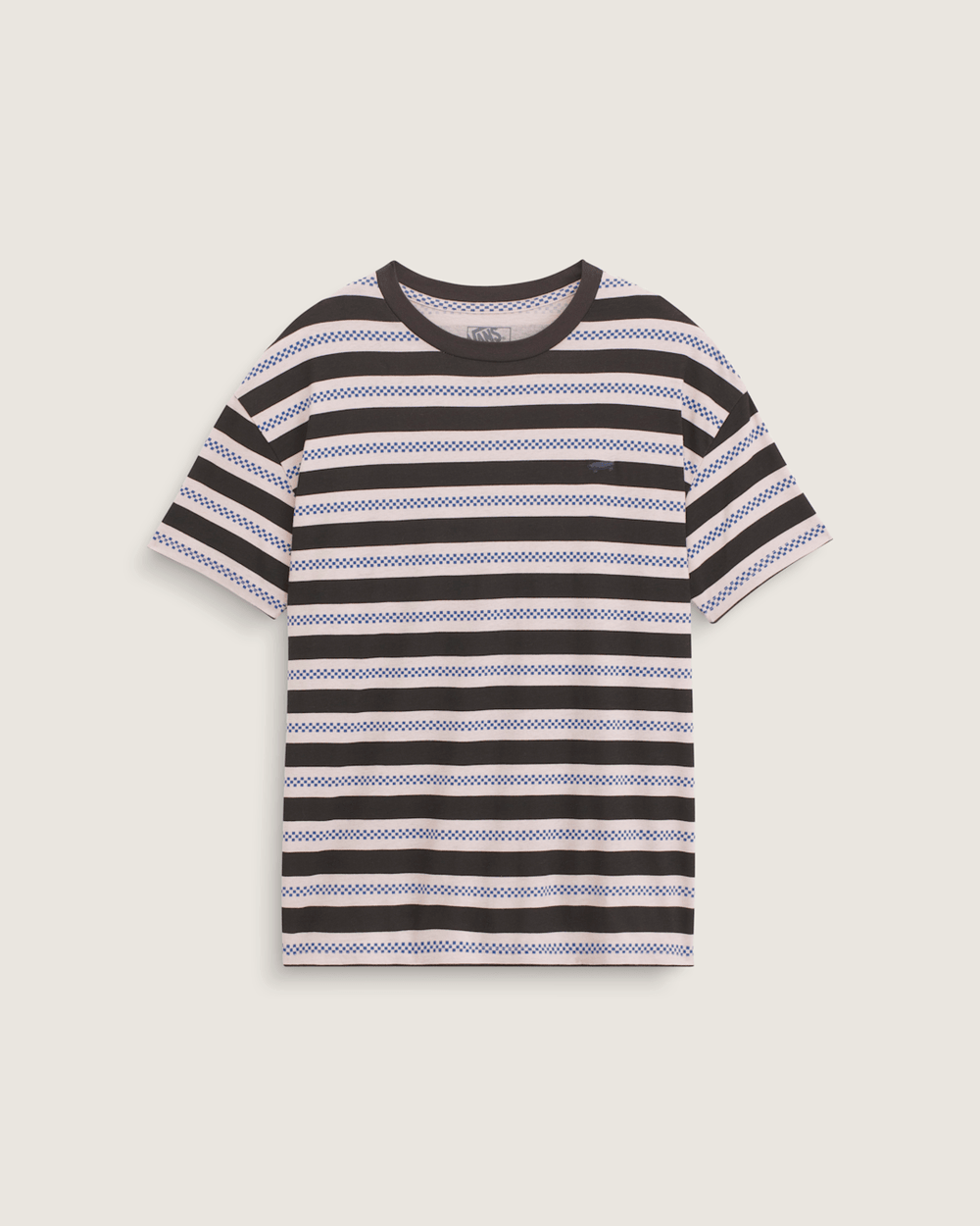 Women Vans Salton Stripe Checkerboard T-Shirt in Checkerboard Sepia Rose Pink / Black