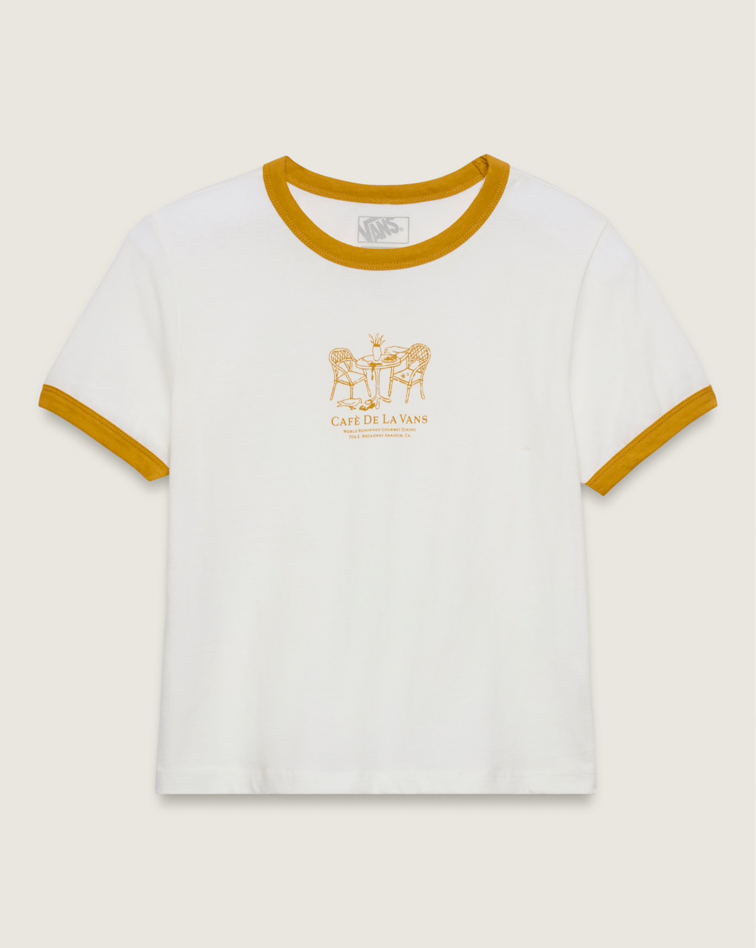 Women Vans De La Vans Ringer T-Shirt in Lemon / Mustard Yellow