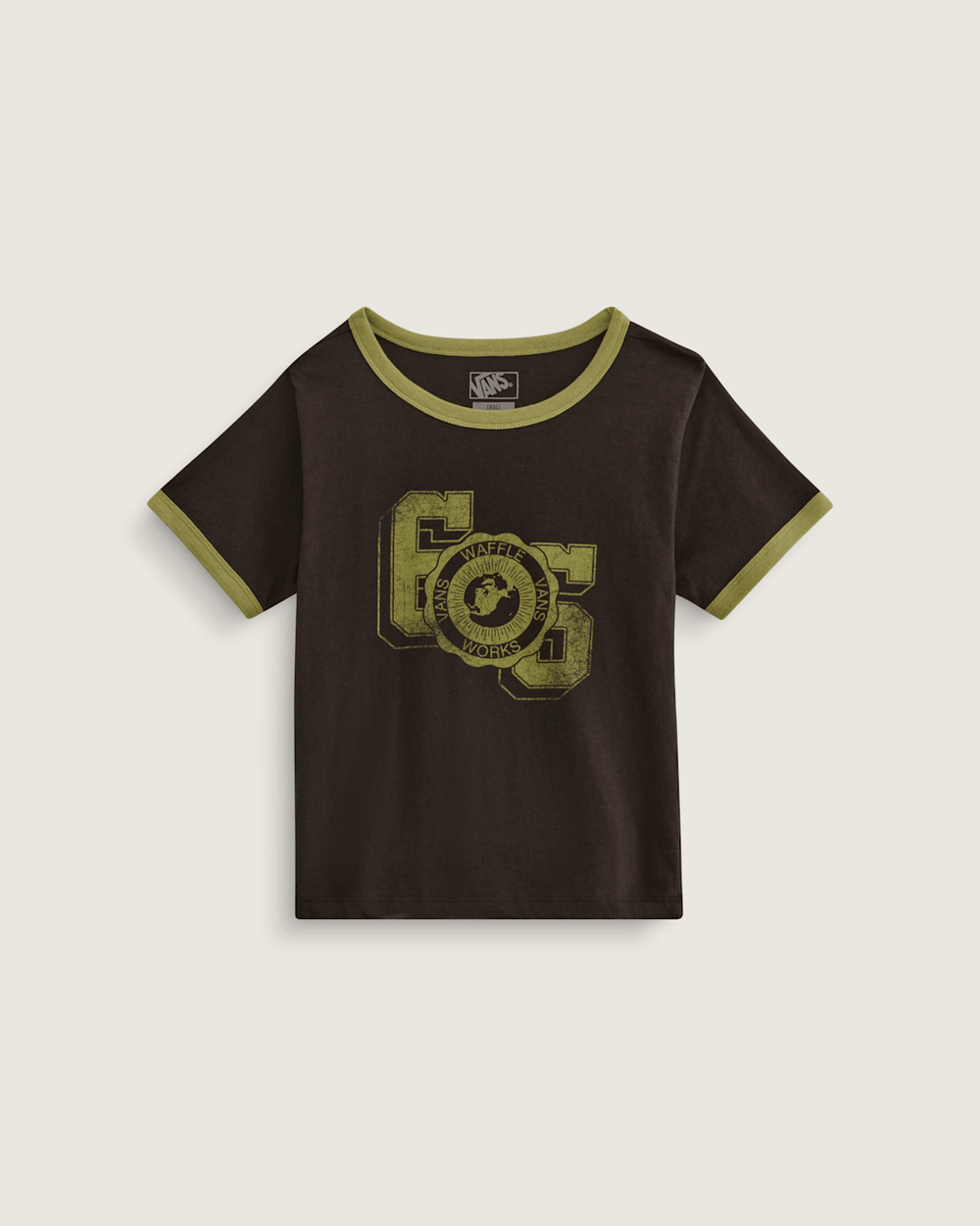 Women Vans Campus Tour Ringer T-Shirt in Black / Loden Green