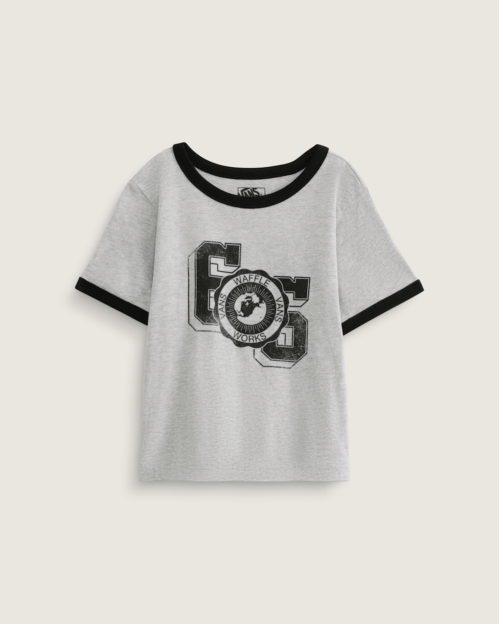 Women Vans Campus Tour Ringer T-Shirt in Heather Grey / Black