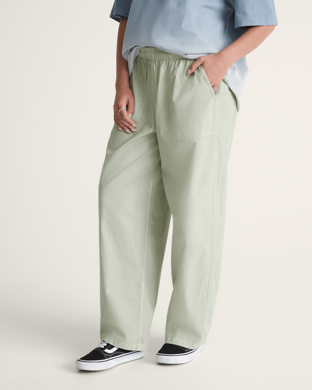 Women Vans Barrel Pants in Soft Sage Green
