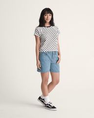 Women Vans Check-5 Mid Rise Shorts in Stonewash Blue