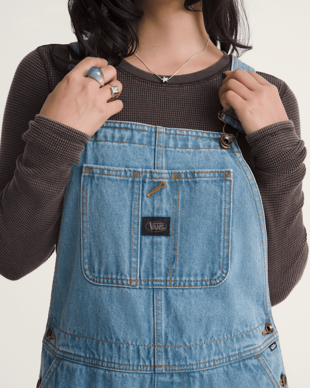 Women Vans Chore Denim Overall in Stonewash Blue
