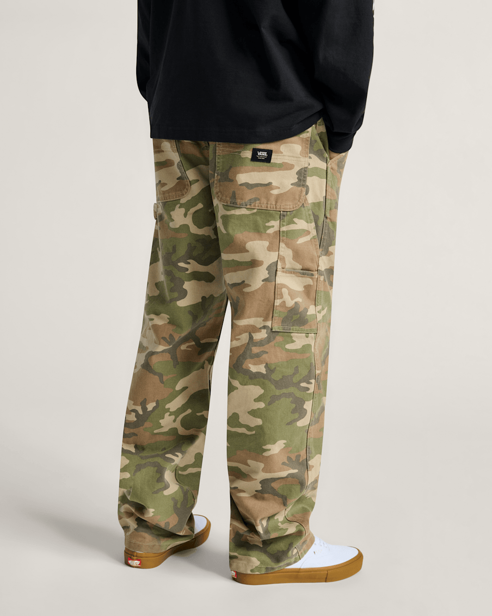Women|Men Vans Drill Chore Carpenter Loose Denim Pants in Vintage Camo Black