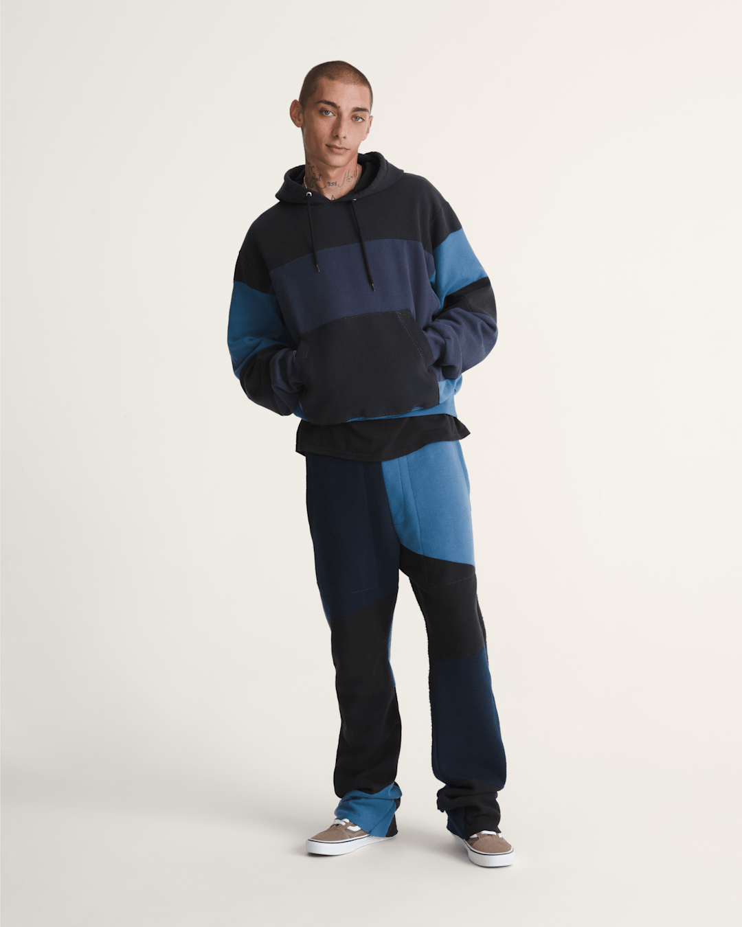 Women|Men Vans Waffle Shop Reimagined Pieced Sweatpants in Blue