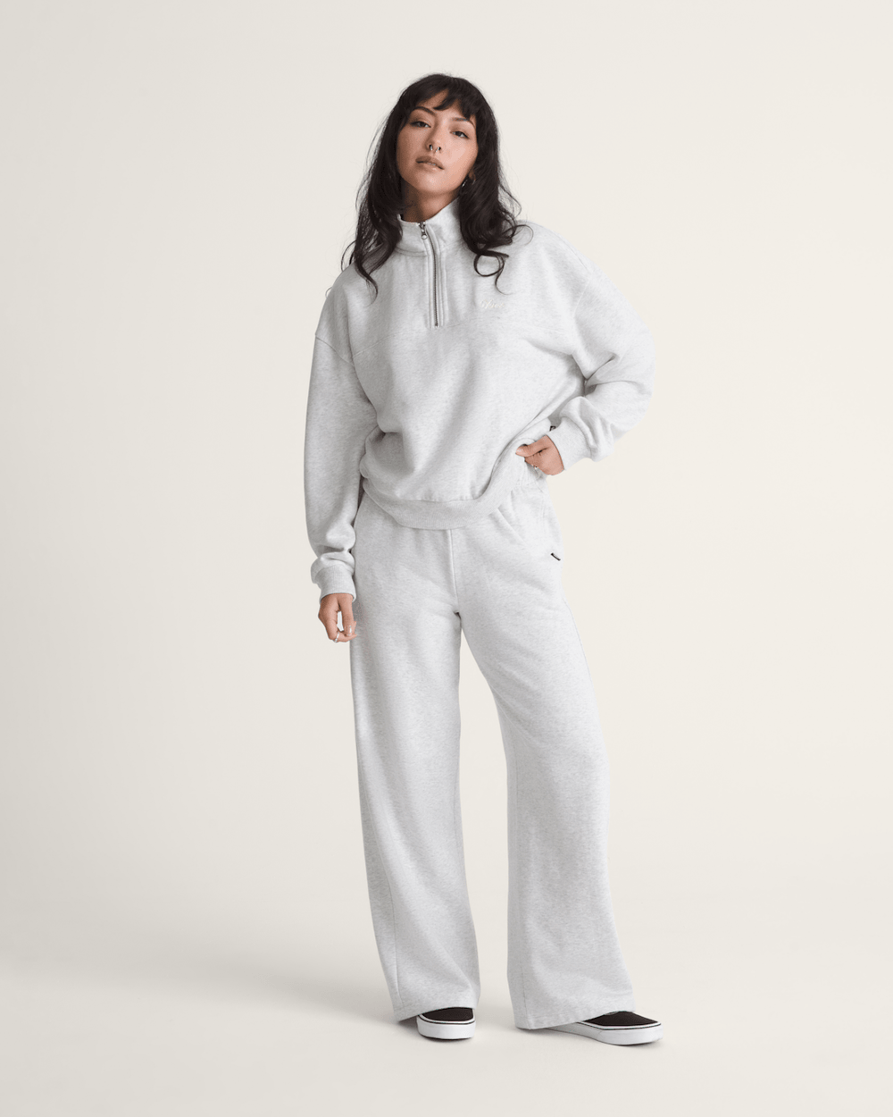 Women Vans Drop V Sweatpants in White Heather