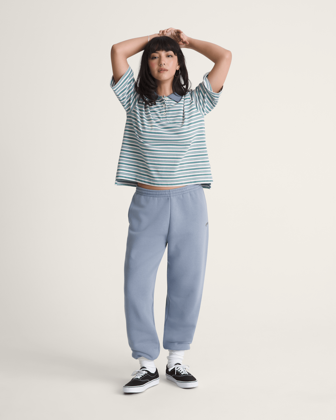 Women Vans Salton Fleece Jogger Pants in Glacial Slate Blue