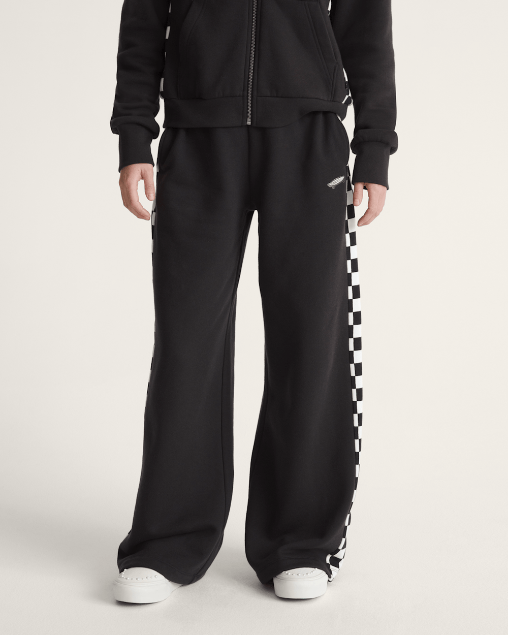 Women Vans Rookie Track Sweatpants in Checkerboard Black