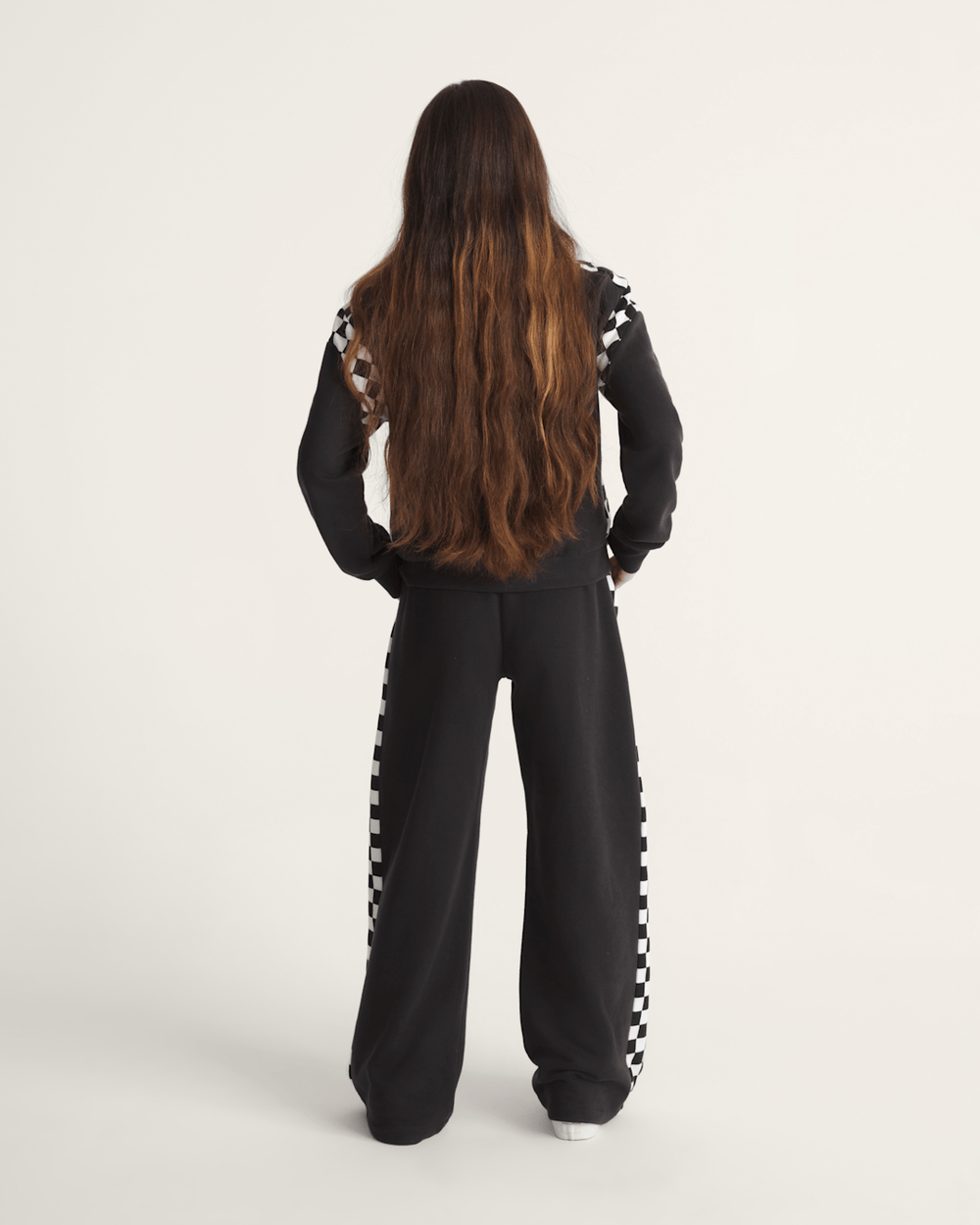 Women Vans Rookie Track Sweatpants in Checkerboard Black