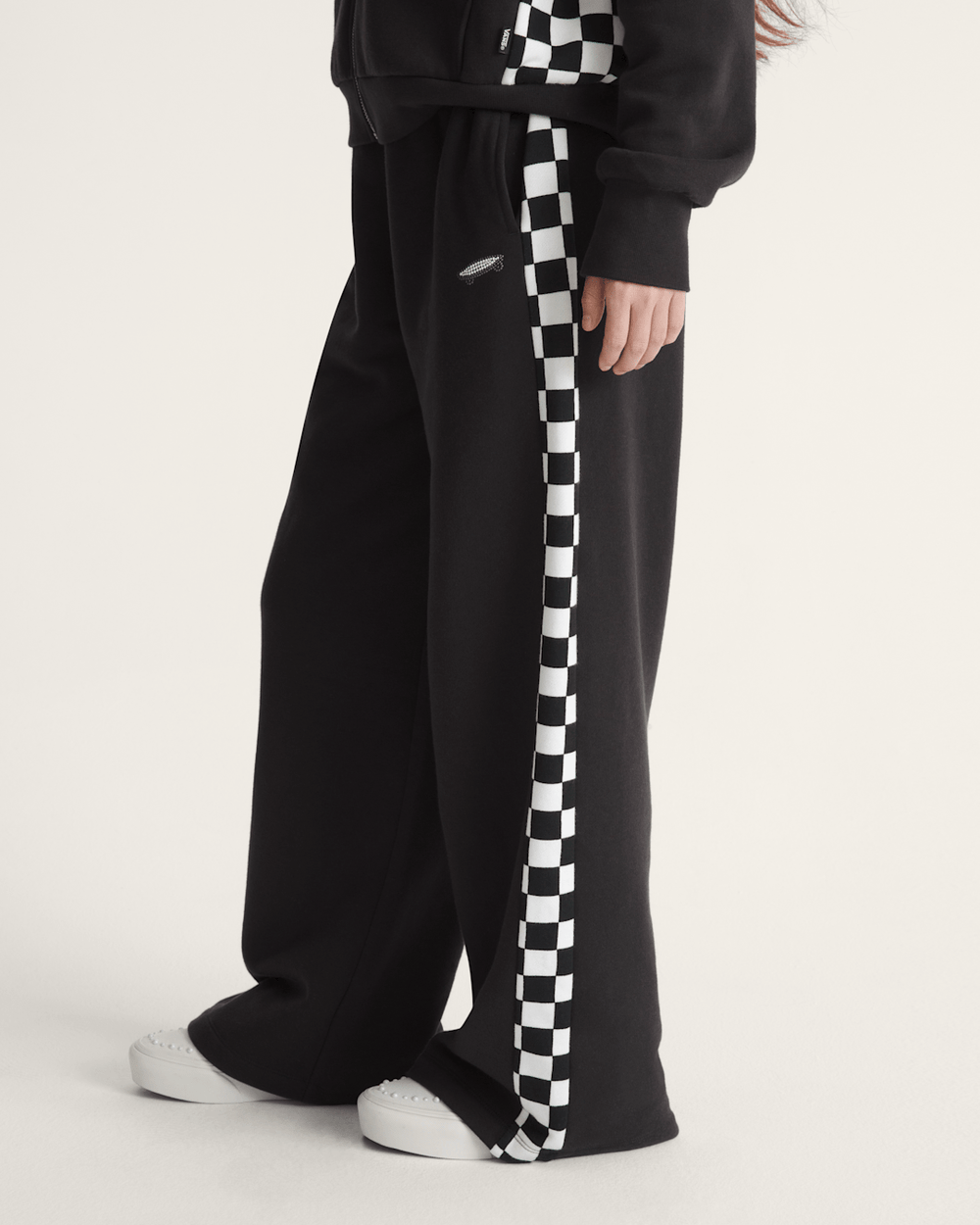 Women Vans Rookie Track Sweatpants in Checkerboard Black