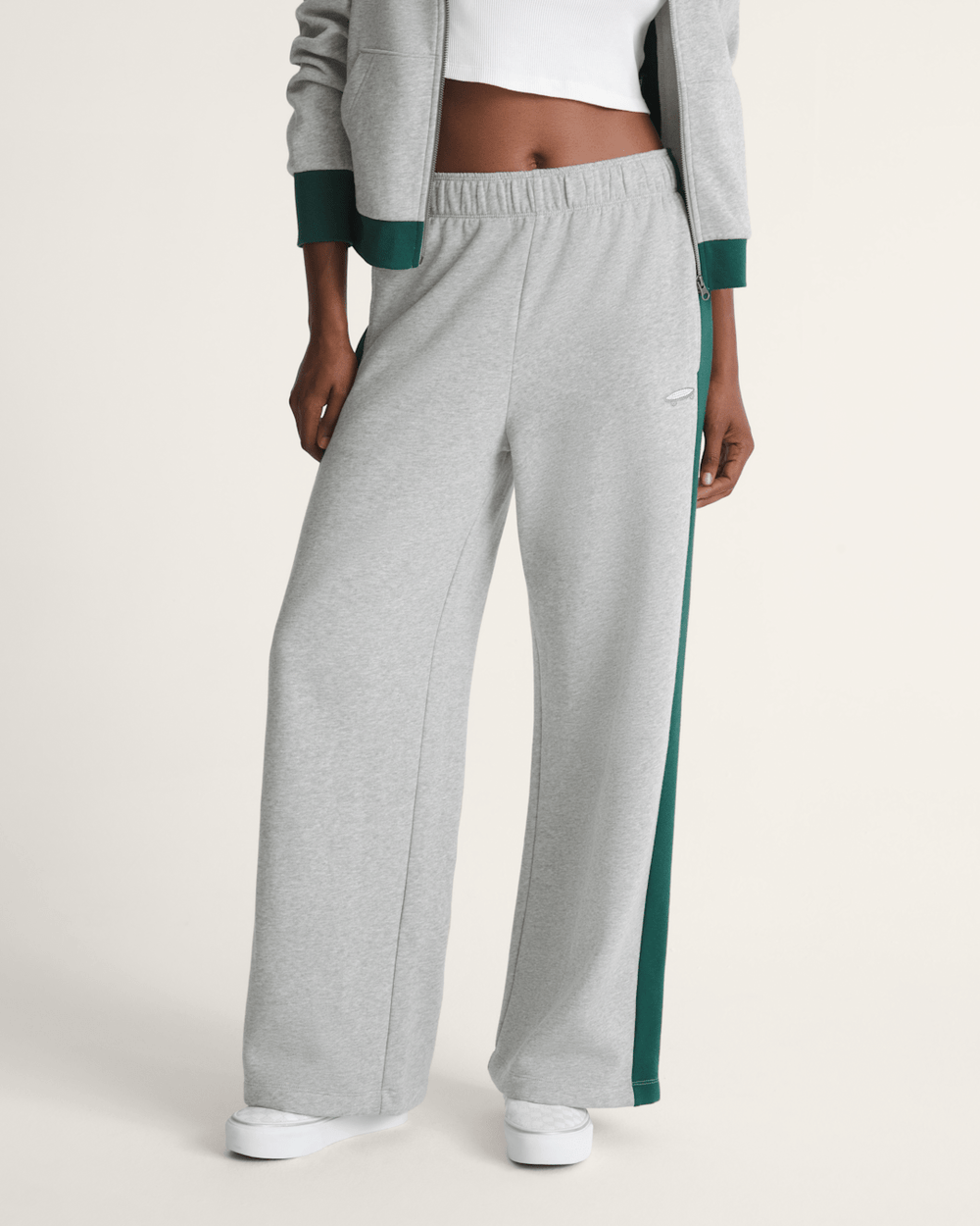 Women Vans Rookie Track Sweatpants in Grey / Emerald Green