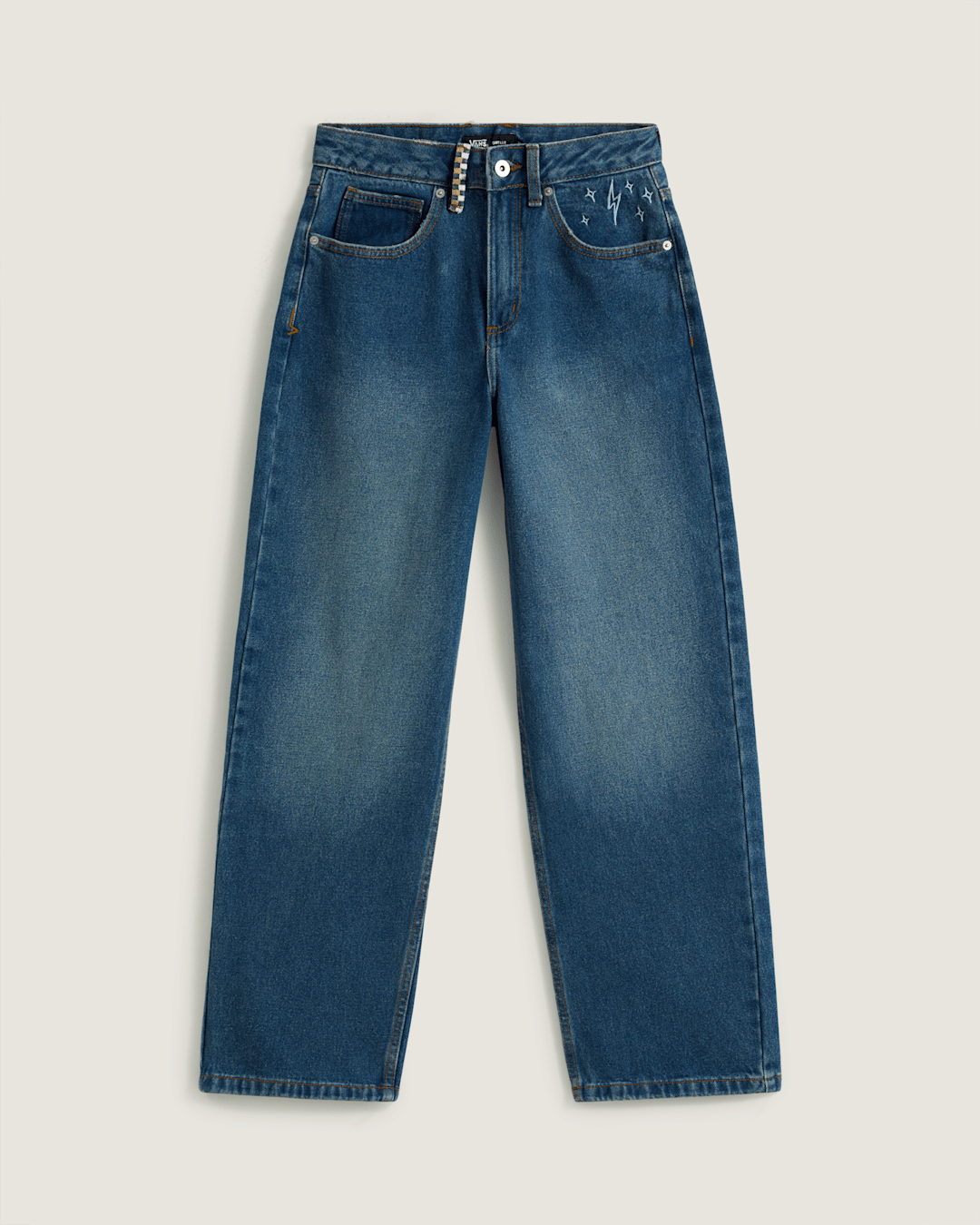 Women Vans Sirelle Embroidered Denim Pants in Vintage Indigo Blue
