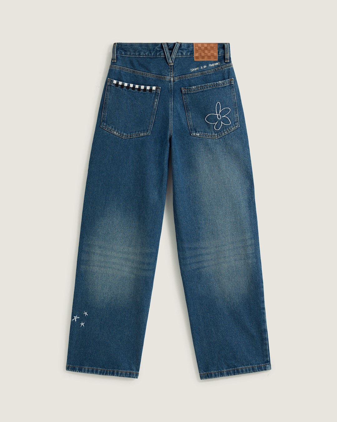 Women Vans Sirelle Embroidered Denim Pants in Vintage Indigo Blue