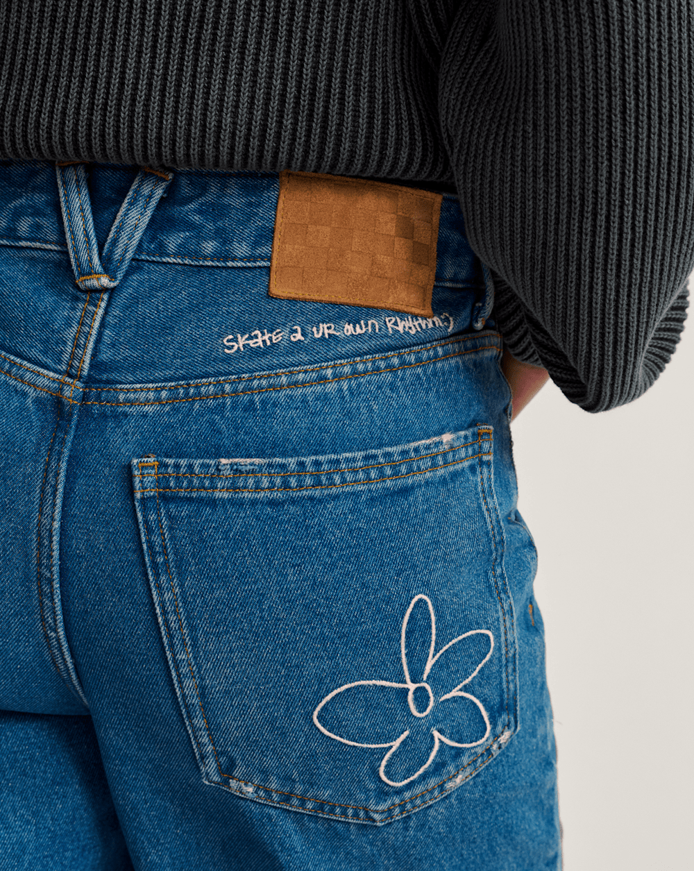 Women Vans Sirelle Embroidered Denim Pants in Vintage Indigo Blue