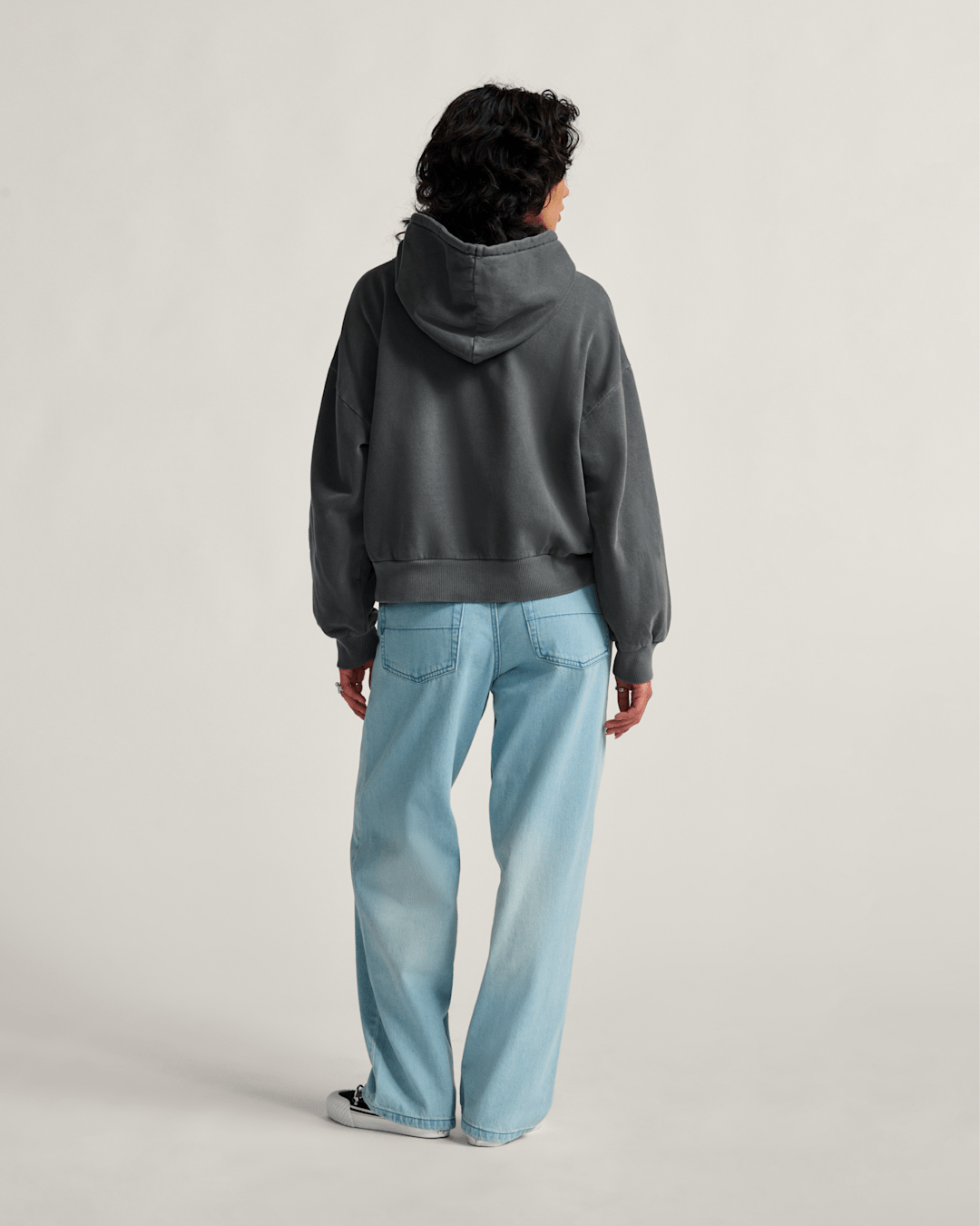 Women Vans Check-5 Baggy Denim Pants in Light Stonewash Grey