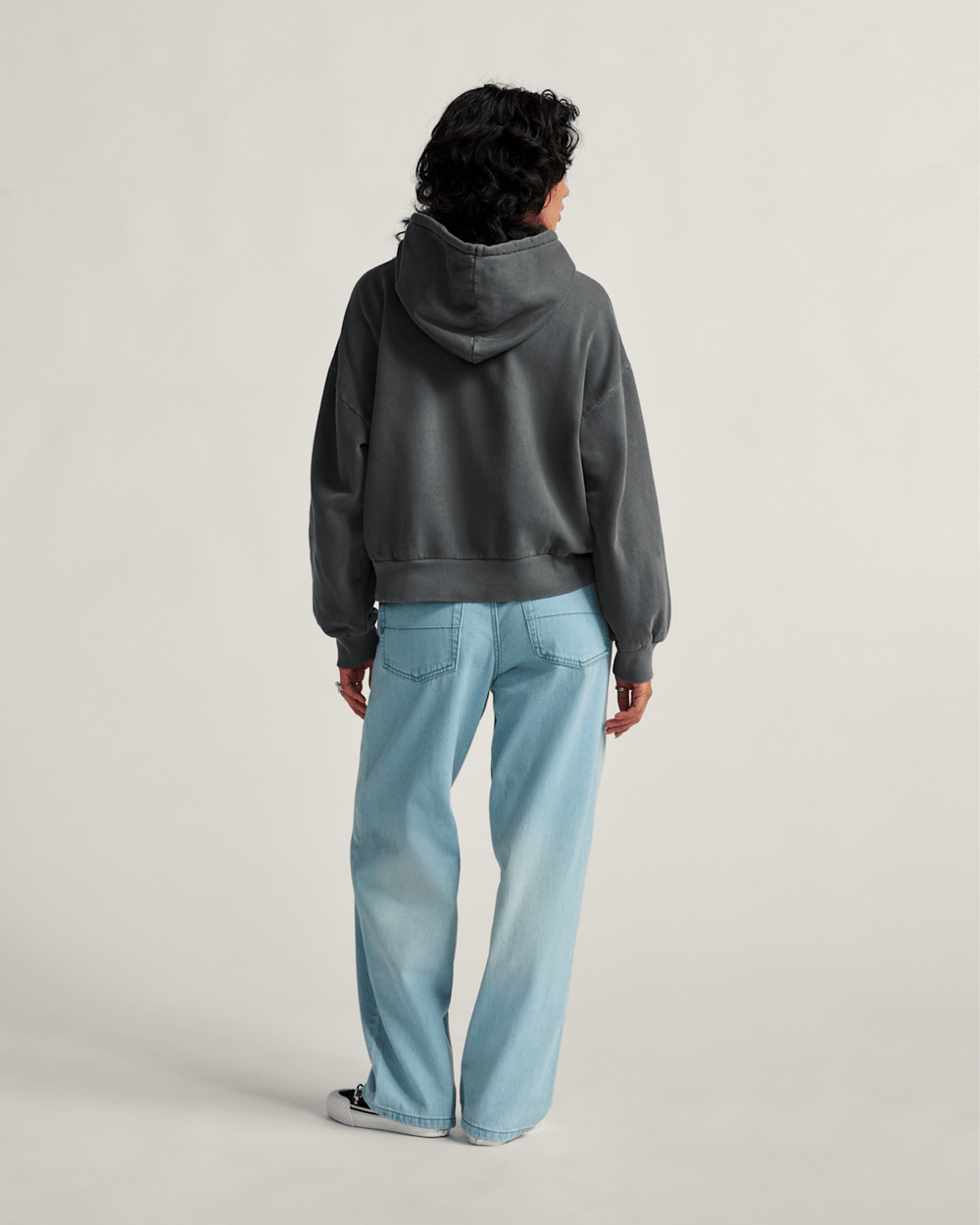 Women Vans Check-5 Baggy Denim Pants in Light Stonewash Grey